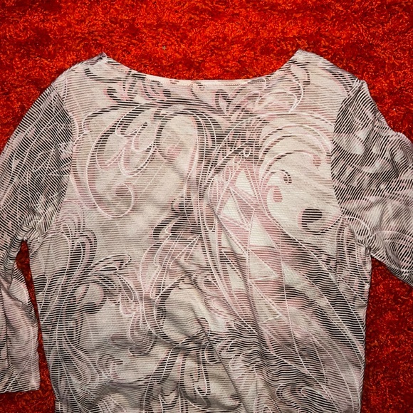 Chicos 3/4 sleeve shirt sz L embellished front design easy fit jersey style - Picture 4 of 10